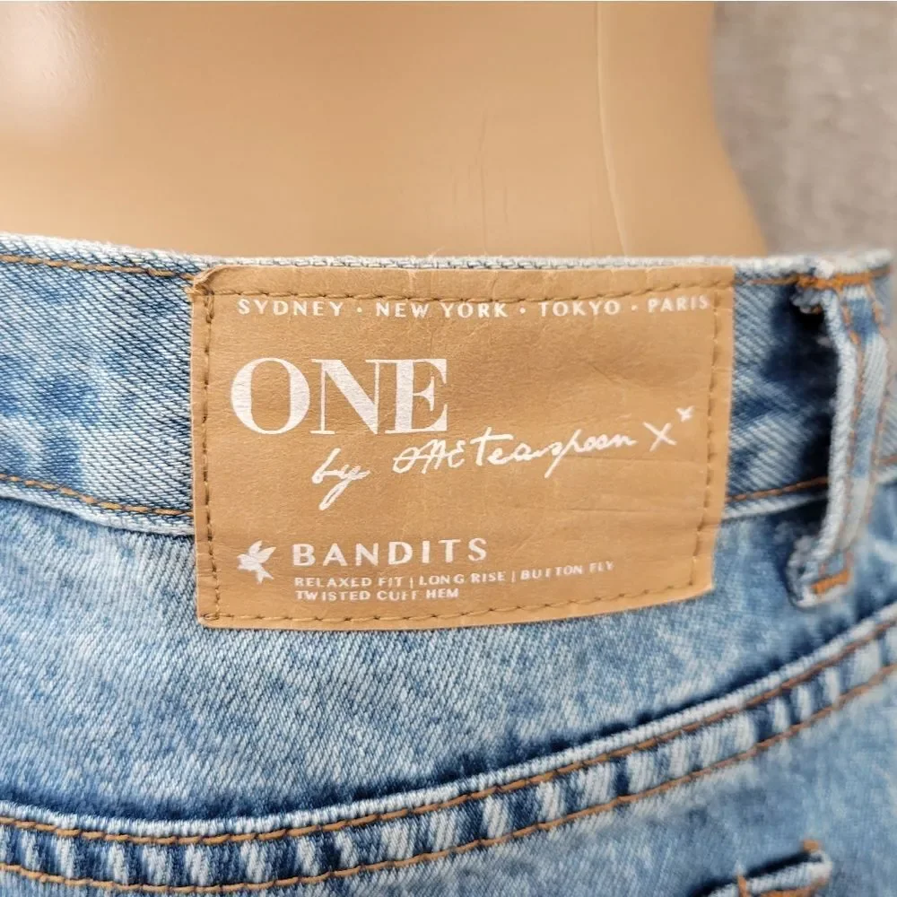 One One Teaspoon Bandits Relaxed Fit Denim Distressed Women Jean Shorts